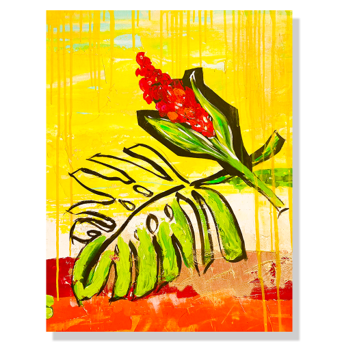 Yellow and Red Boho painting
