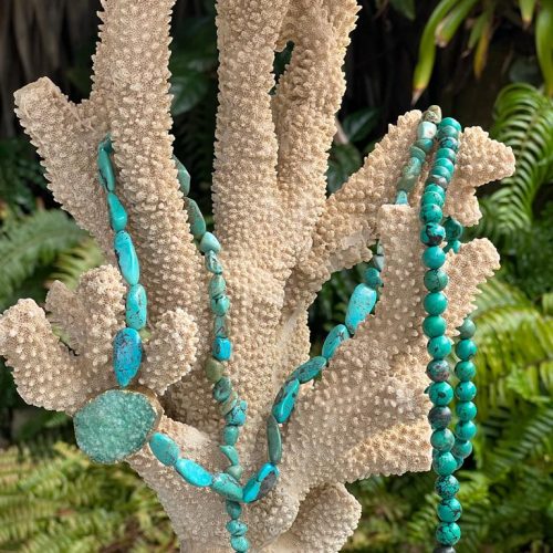Turquoise long Necklace made with natural stones