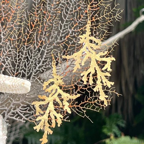 Handmade Golden coral earrings 