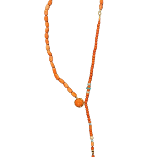Red Necklace with natural stones 002