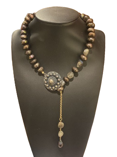 Bronze Necklace made with natural stones